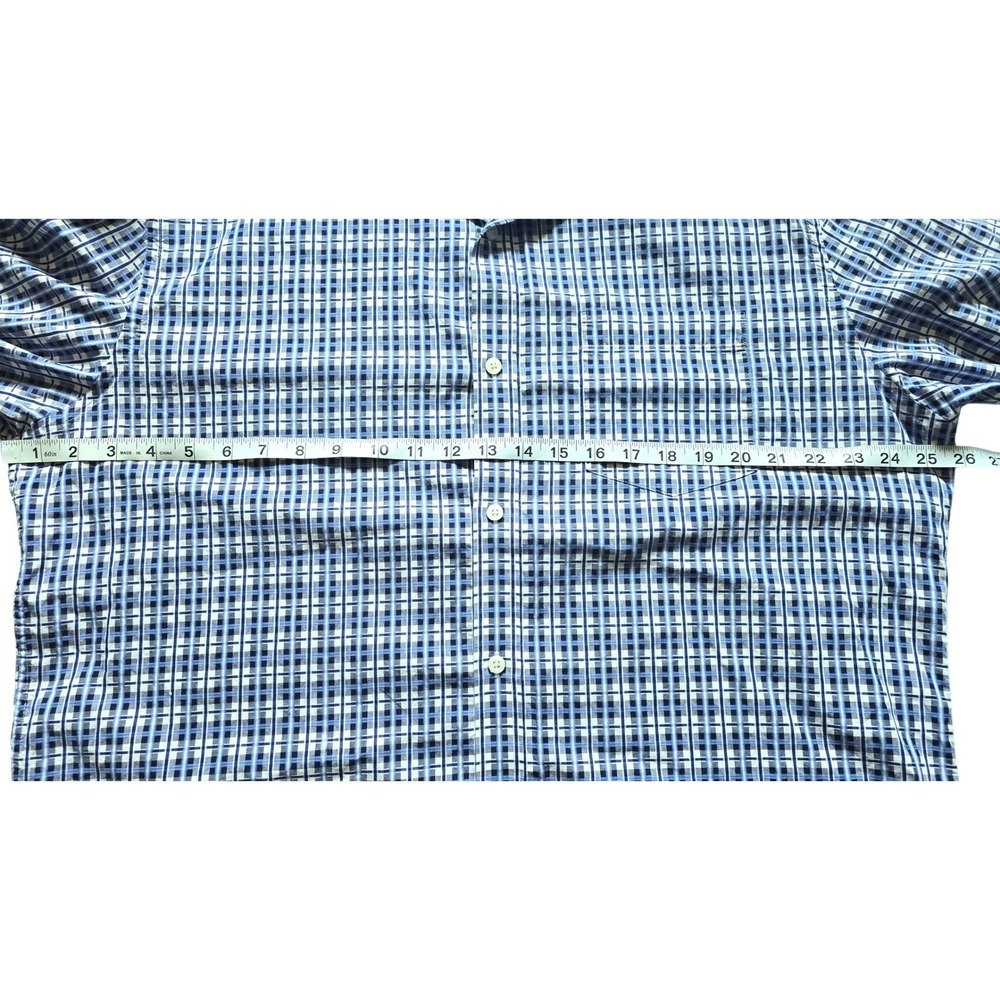 Johnston & Murphy Tailored Fit Blue Plaid Long Sleeve Button Down Shirt XL - Picture 6 of 8